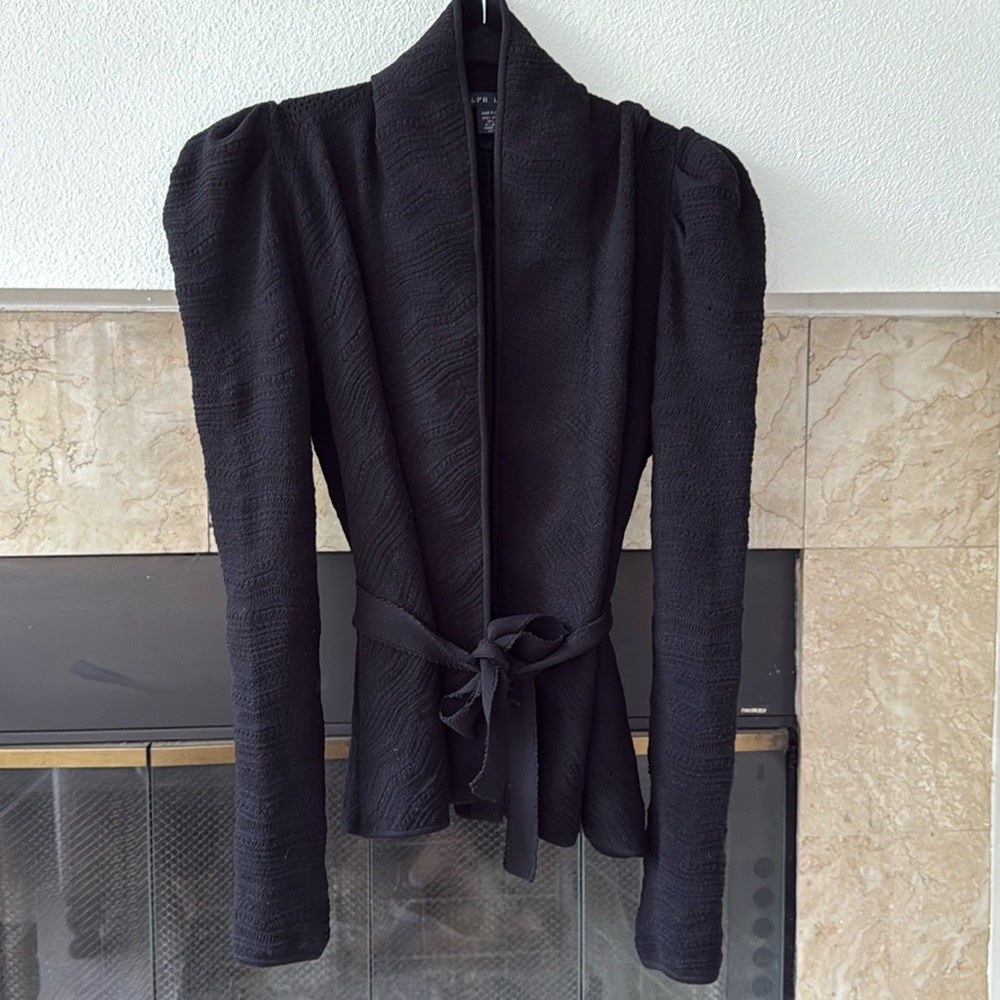Ralph Lauren Belted Knit Sweater Cardigan. Black. Size S - Picture 5 of 12